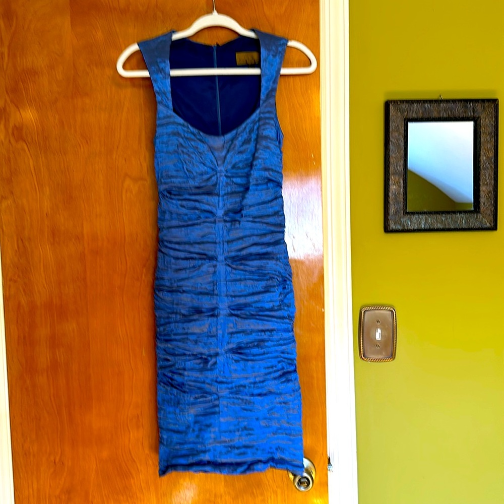 Nicole Miller blue cocktail dress.